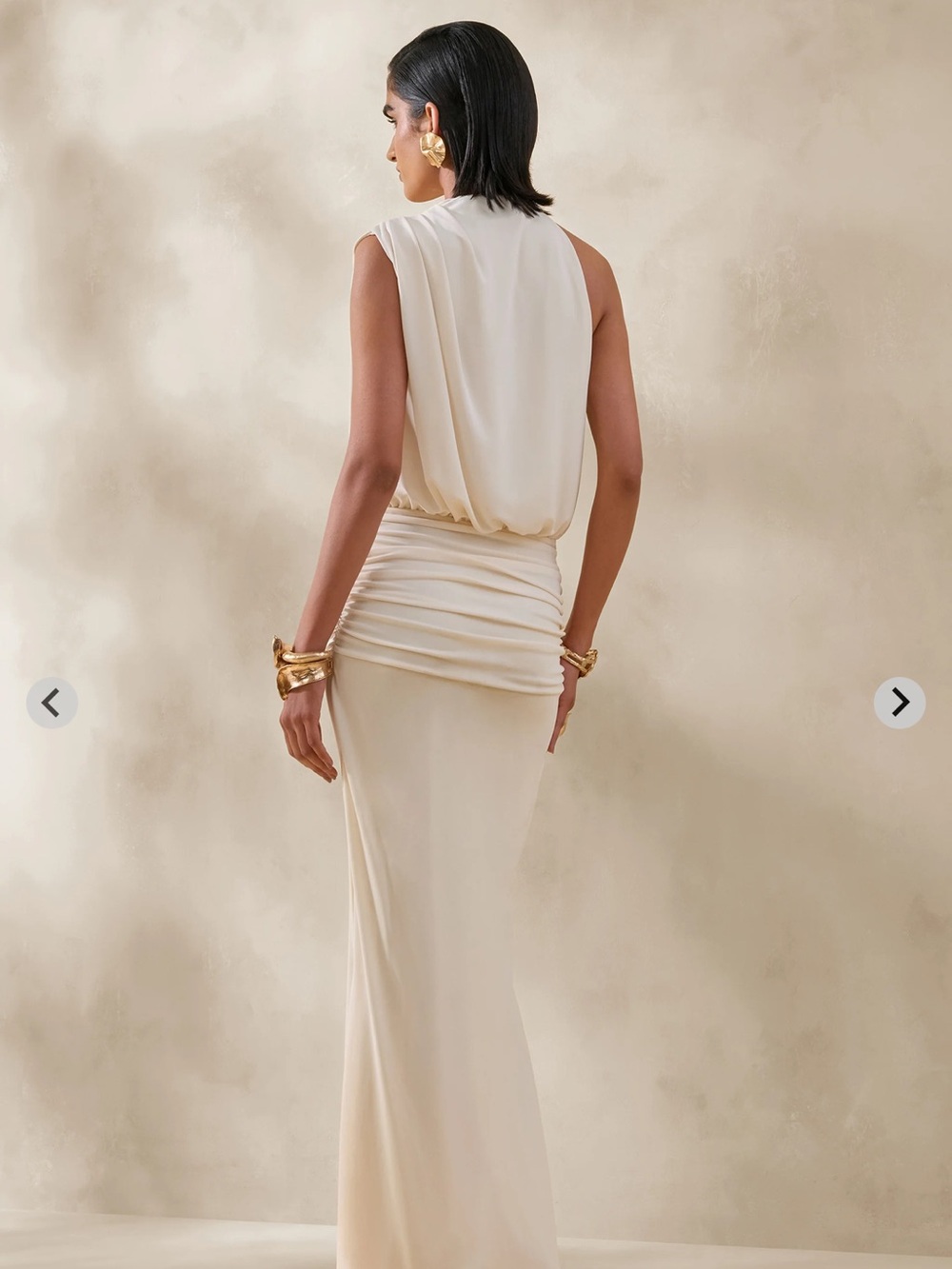 Club L London Cream One-Shoulder Maxi Dress - Picture 3 of 5